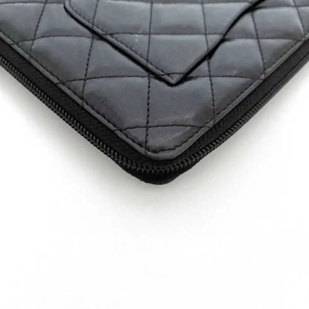 CHANEL Authentic Black Leather Logo Wallet - Picture 5 of 11